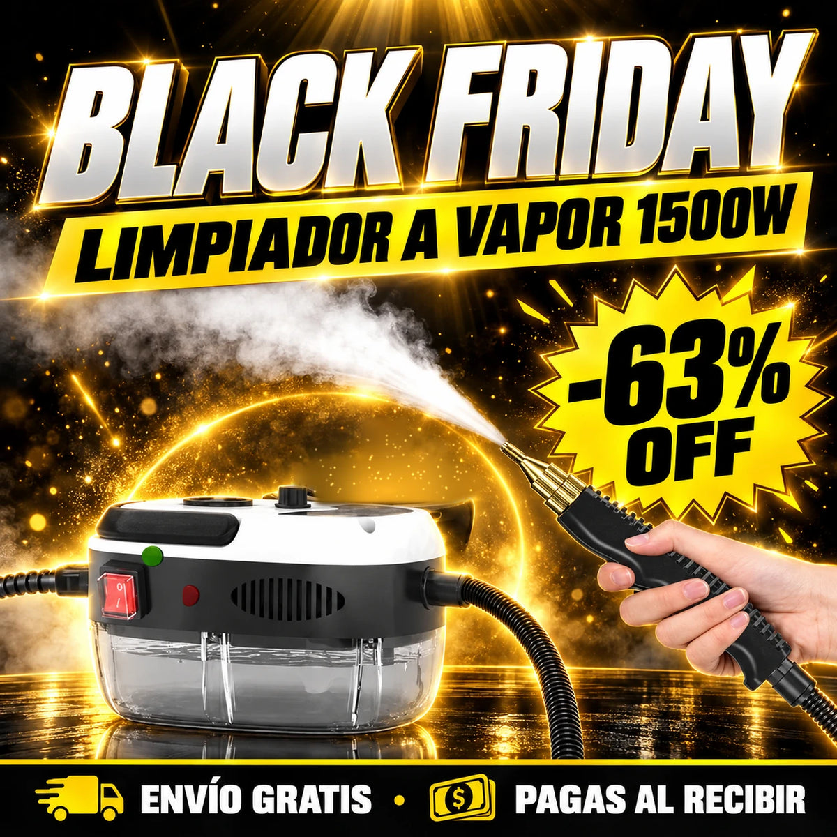 Limpiador a Vapor con Esterilización a Presión – Desinfecta Toda la Casa Sin Químicos